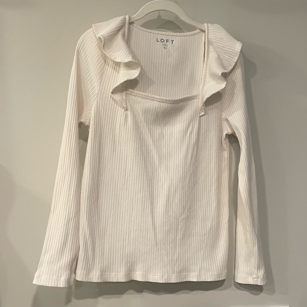 LOFT Ruffle Square Neck Top